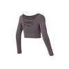 Li Ning Fitness Series Back Hollow Short Tight Workout Top Women tops Sparrow-Brown AUDR108-2