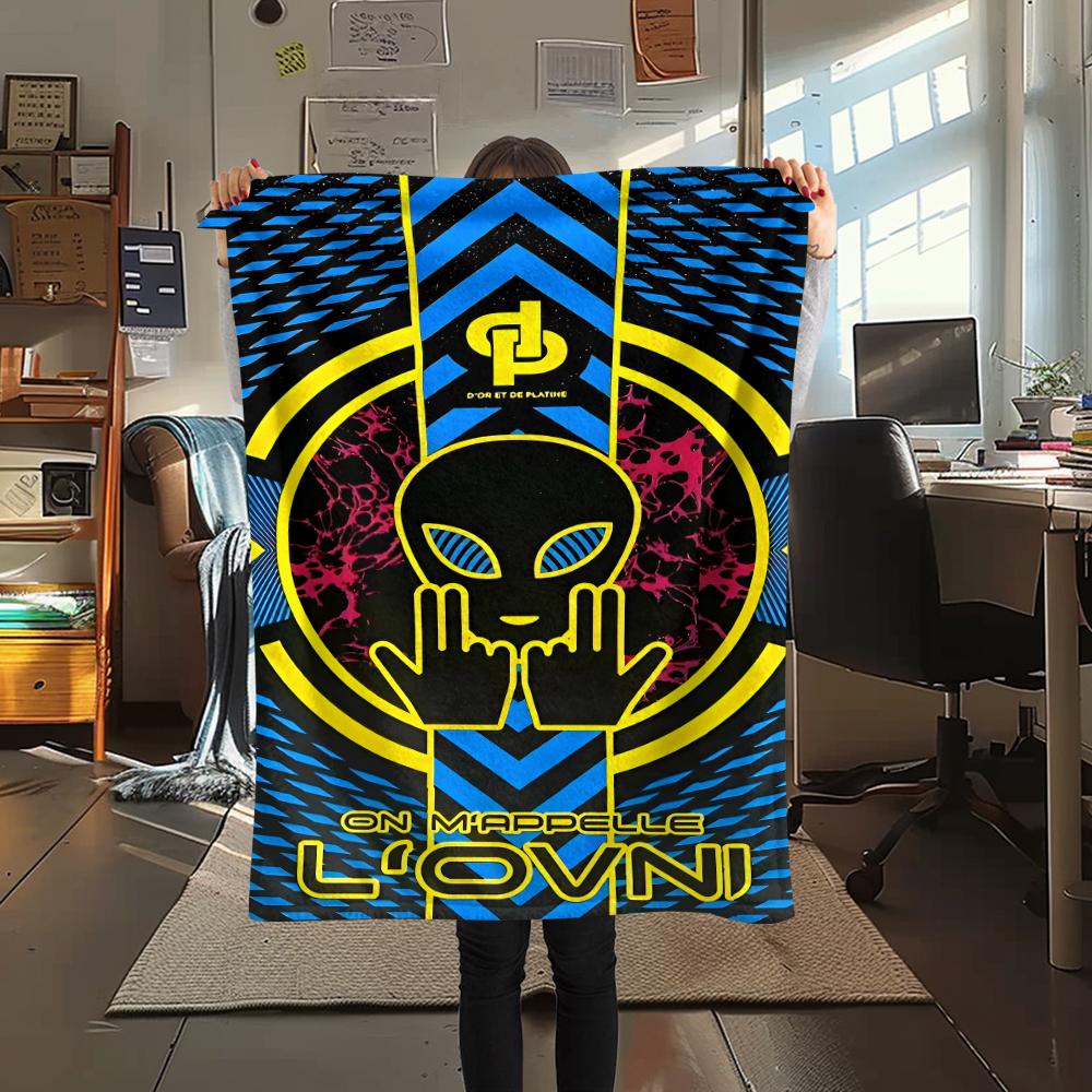 1PC JuL C'est Pas Des Lol Print Flannel Blanket, High Quality All Seasons, Home Decor, Warmth and Comfort, Perfect for Christmas Gifts