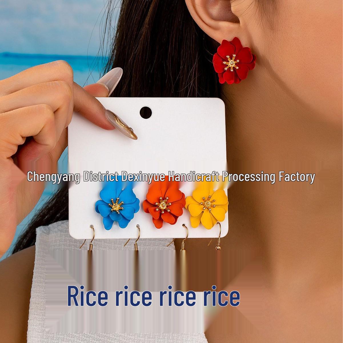 Fresh Spring Floral Earrings: Korean Multi-layer Petal Design 180 Design