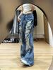 Women's Retro Distressed Loose Straight Ripped Jeans