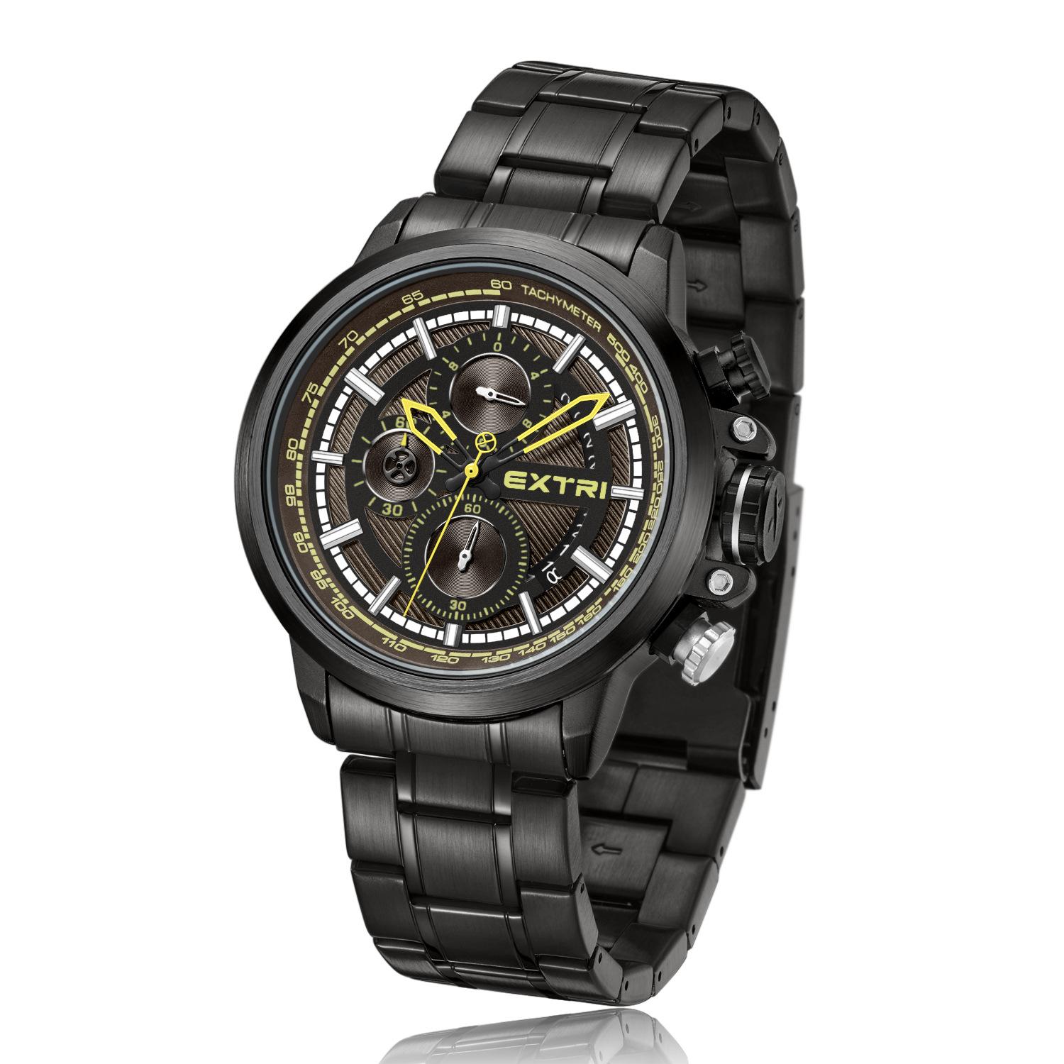 Extri Men S Steel Belt Watch Fashion Waterproof Luminous Fashion Quartz Watch