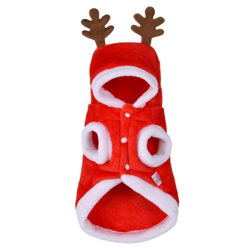 Type:Christmas Cat Clothes Small Dogs Cats Santa Costume Kitten Puppy Outfit Hoodie Warm Pet Dog Clothes Clothing