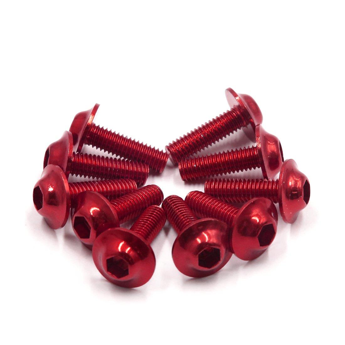 uxcell Motorcycle Bolt Screw M6 x 16mm Red Hexagonal License