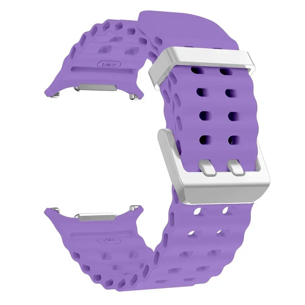 NEW Marine Silicone Strap For Samsung Watch 7 Ultra 47mm Bracelet No Gaps Sport Two-tone Band for Galaxy Ultra Watchband Straps