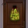 Christmas Tree Door Hanger Handmade Wreath for Front Door Xmas Shaped Teardrop Swag Holiday Decor with Light Hanging Bow And Berries Home Wall Gift
