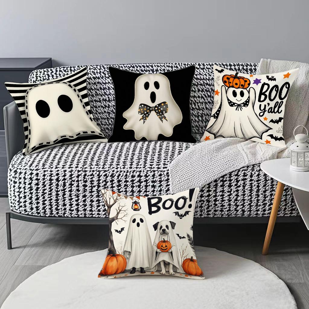 Halloween Pillowcase Skull Pumpkin Print Pillow Car Sofa Cushion Cover Funny Ghost Cushion Cover
