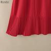ZANZEA Women Casual Round Neck Solid Color Loose Short Sleeve Dress