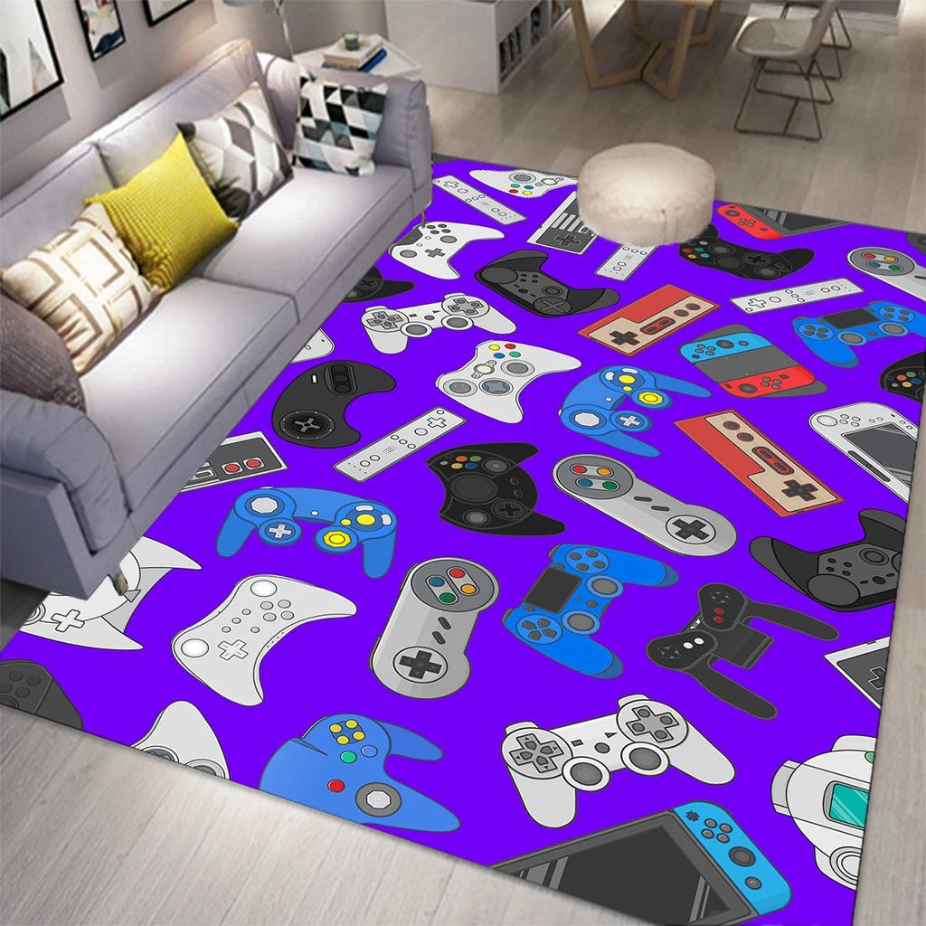Gaming Area Rug for Kids Boy Bedroom Playroom Living Room Decor Controller Gamepad Carpet Gamer Floor Mat Soft Cool Game Doormat