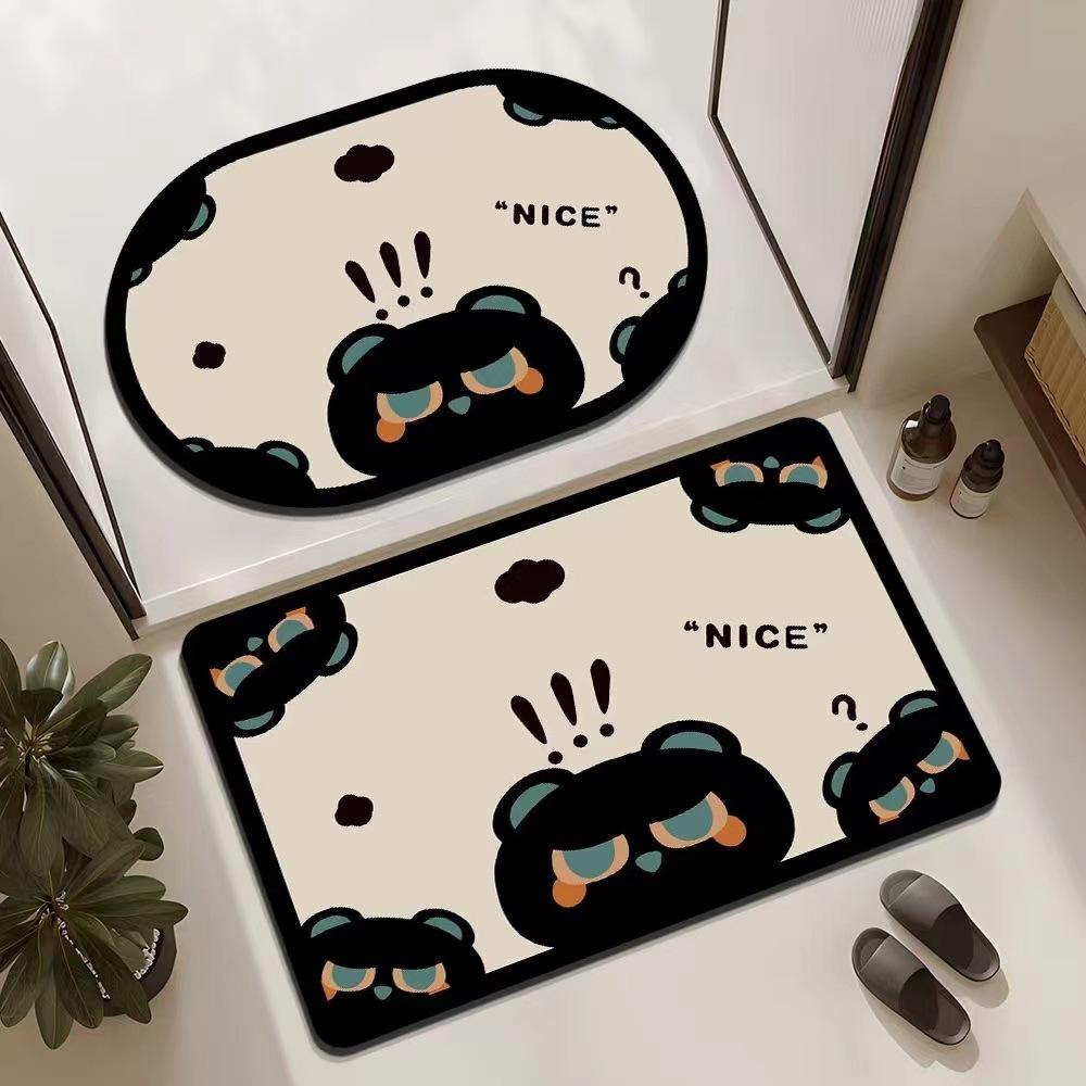 

Коврик из диатомовой грязи с изображением черного кота для домашнего туалета, легкосохнущий коврик для ванной комнаты, нескользящий впитывающий быстросохнущий коврик 40*60cm