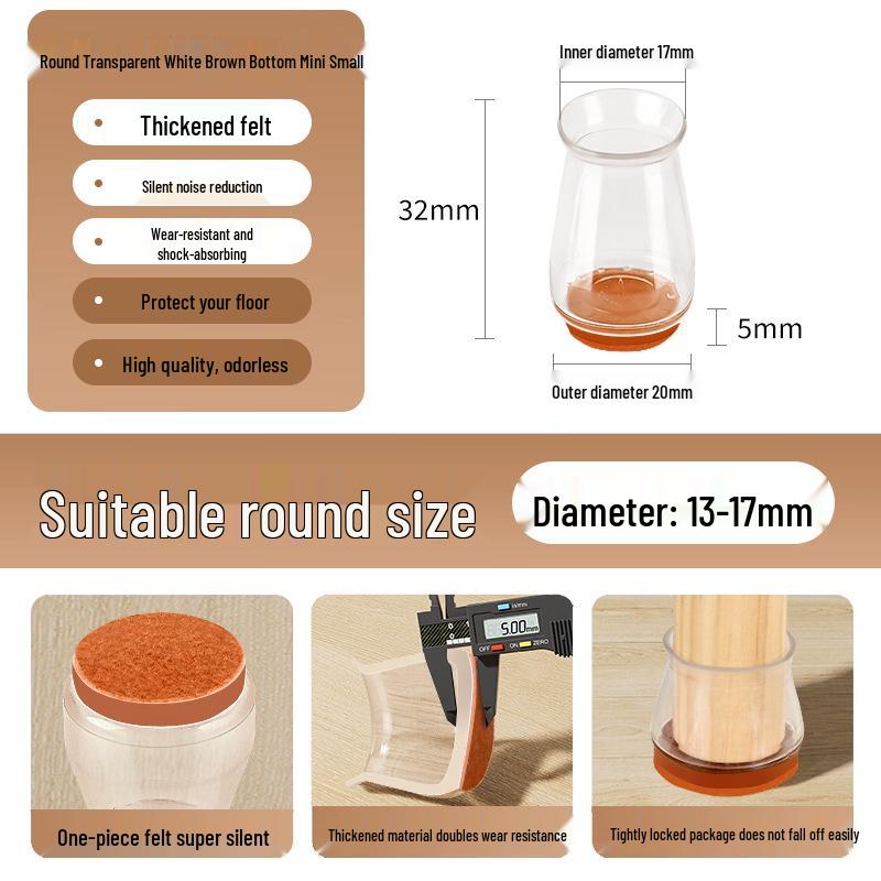 Reinforced Non-Slip Silent Chair and Table Leg Covers with Wear-Resistant Foot Pads