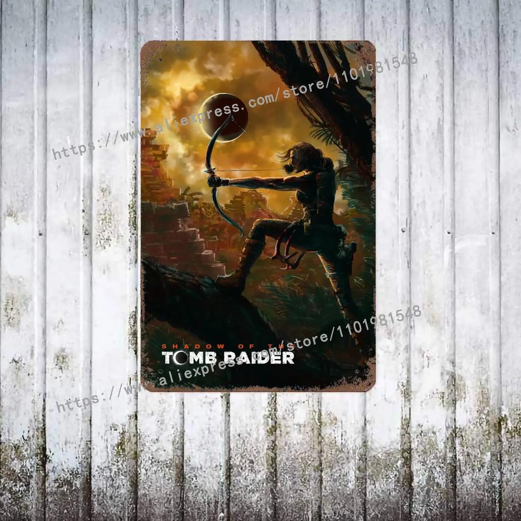 Shadow of the Tomb Raider Die Schmiede Poster Vintage Blechschild Dekorative Plakette für Pub Bar Man Cave Club Wanddekoration