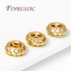 18K Gold Plated Brass Zircon Spacer Bead Accessories For Bracelets,Metal Beads,Separators For Beads,DIY Jewelry Making Supplies