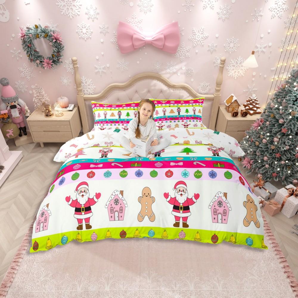 

Homewish Girly Christmas Nutcracker Duvet Cover Set for Kids,Princess Cute Bowknot Bedding Set,Pink Abstract Stripes Bed Set DE XS 100x135cm 2pcs&set