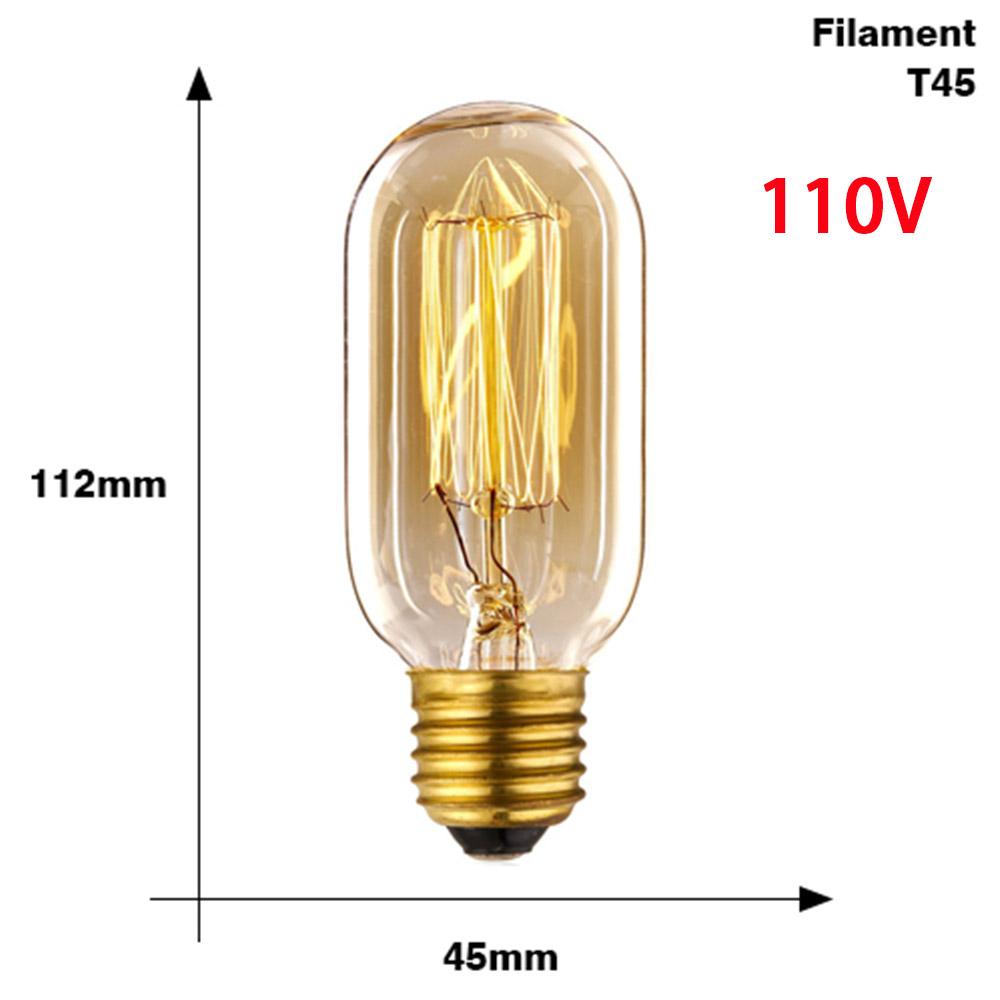 Retro Edison Bulb Lamps E27 40W 110V Bedroom Industrial Loft Vintage Light Bulb For Home Decor T45 A19 ST64 G80 G95 T10 G125 Lamp