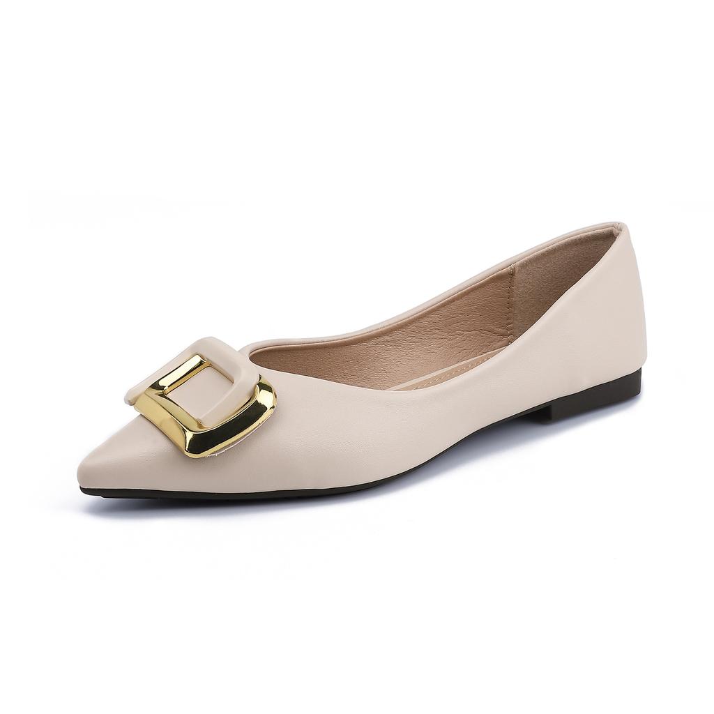 Single shoes 2025 spring women's outer wear professional style flat shoes women's soft soles are not tired feet casual shoes thick heel pointed wome
