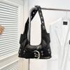 Hong Kong Trend Cool Hot Girl Motorcycle Bag Female High-end Street Underarm Niche Design Commuting Shoulder