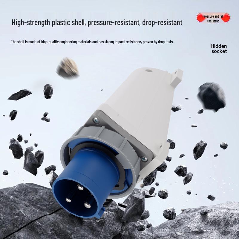 63A IP67 Reverse Insertion Plug Socket with 3-Core, 4-Hole, 5-Pin Connector