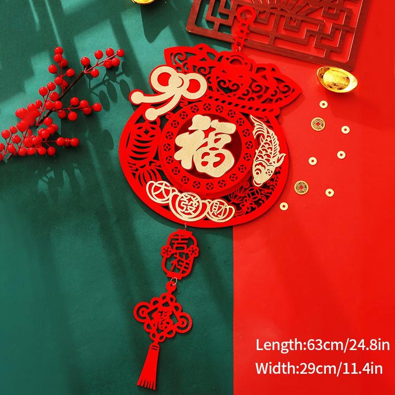 2025 Chinese New Year Hanging Ornament Chinese Spring Festival Decor Pendant Traditional New Year Tassels Door Window Decor
