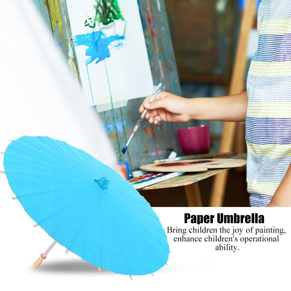 Kinder DIY Blankopapier Regenschirm Bastelschirm für Kinder Malen Zeichnen Dekor Geschenk (blau)