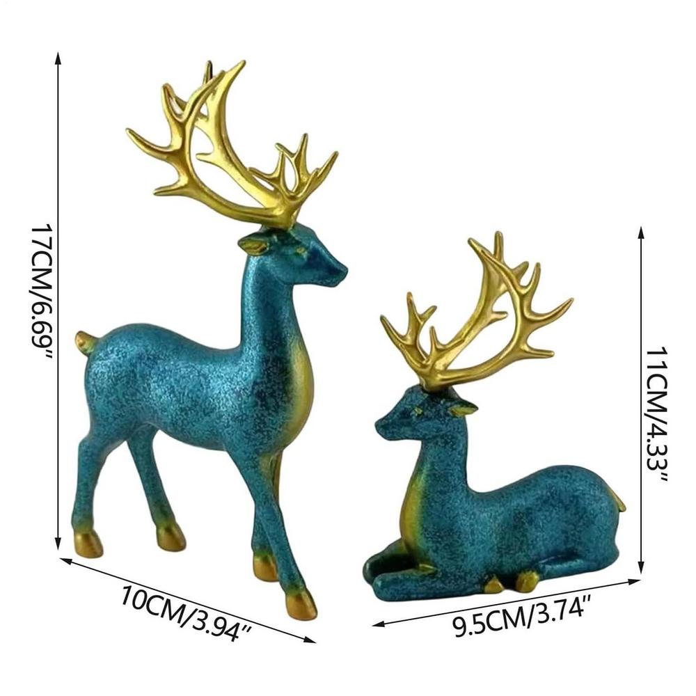 Reindeer Christmas Decor 2 Pieces Holiday Statue Aesthetic Christmas Reindeer Figurines Holiday Decor For Shelf Table Mantel