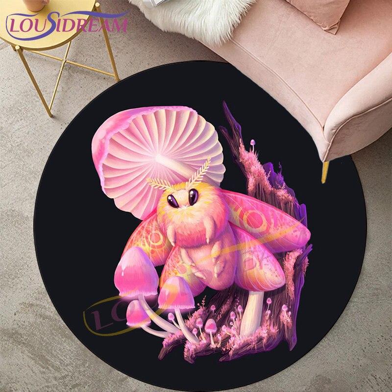 Alfombras de polilla de la muerte para sala de estar, alfombra redonda con calavera gótica, alfombra para suelo, alfombra con mariposa, Luna y estrella, felpudo