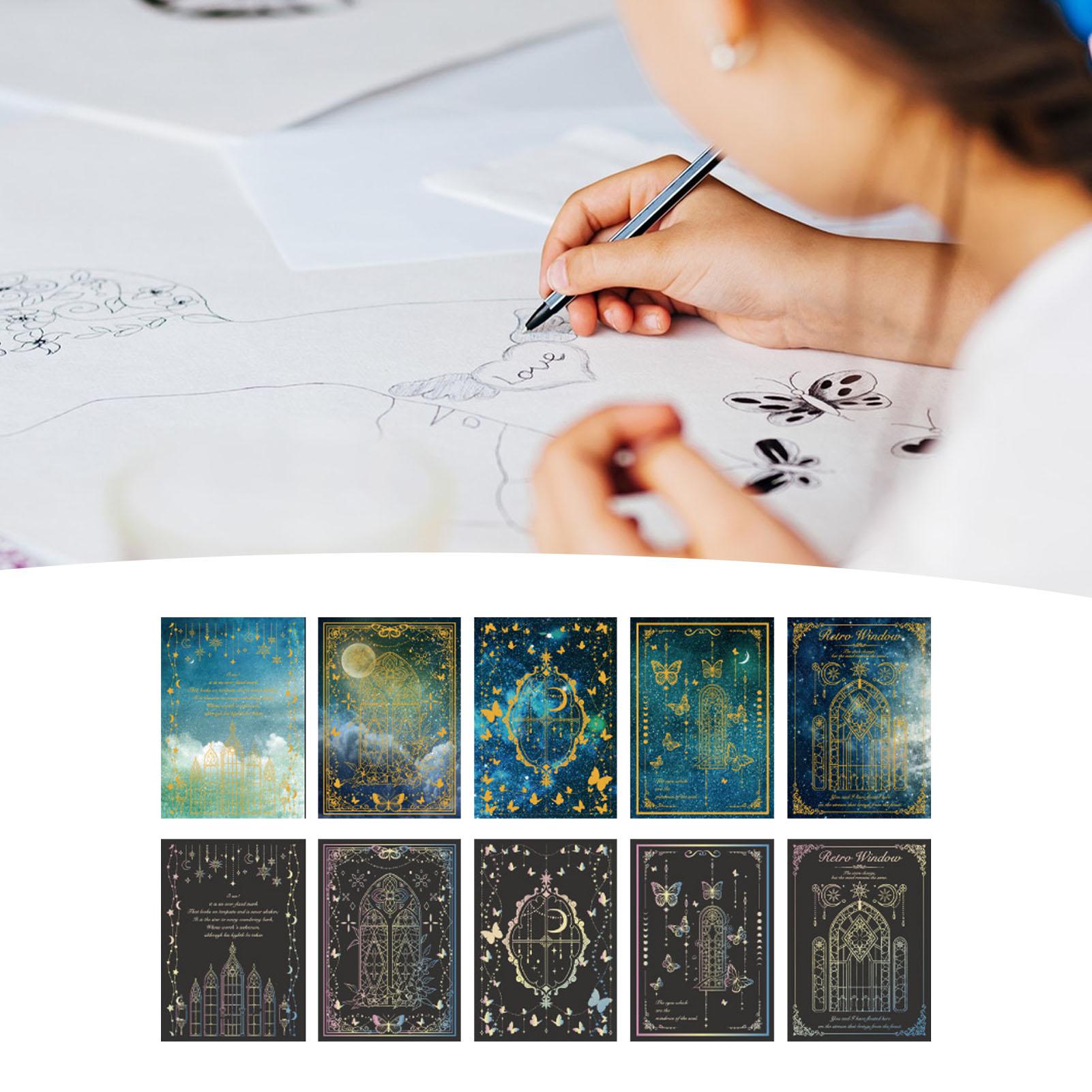 

15 листов бумаги для скрапбукинга с узором «Звезда и луна», лазерная декоративная бумага для ведения журналов для самодельных открыток