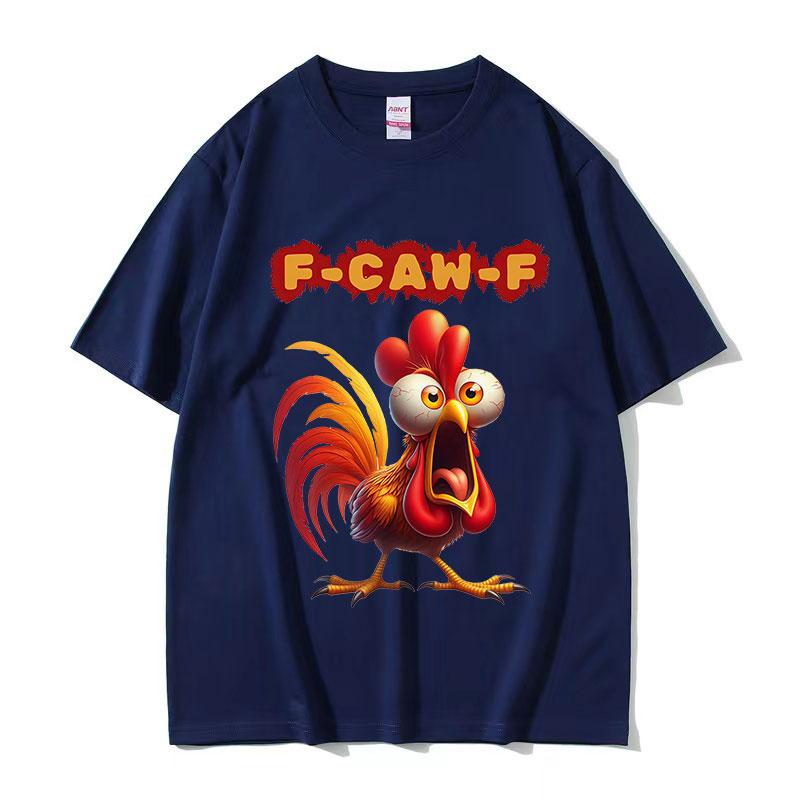 F Caw F Chicken Funny Rooster Meme T Shirt Men Women Vintage High Quality Pure Cotton T-shirts Summer Casual Oversized T-shirt