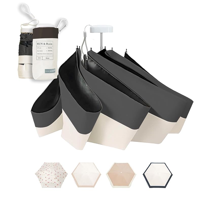 

[2025 folding umbrella x pouch with carabiner] Parasol For both rain and shine [99.9% complete blackout] Foldable folding umbrella With case small