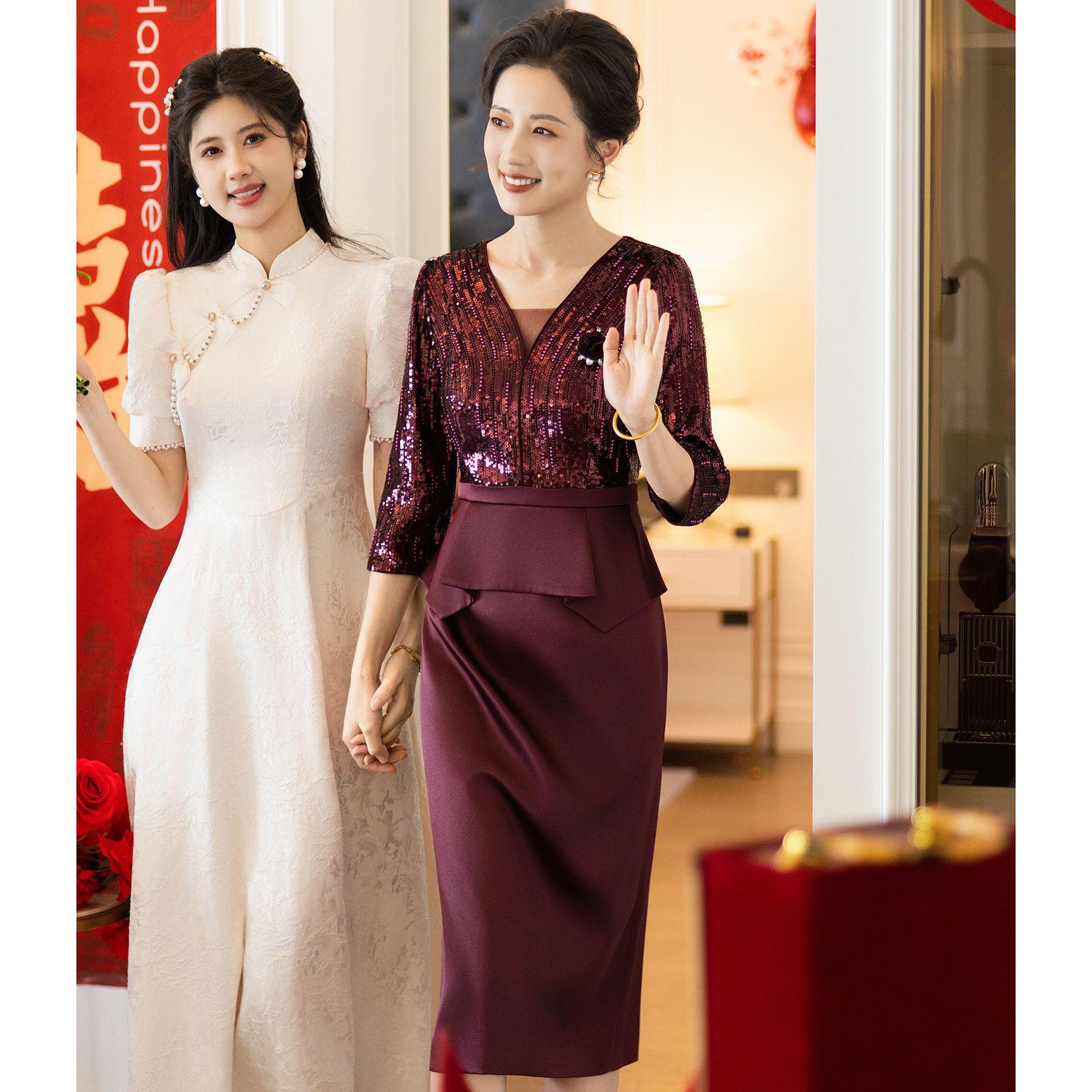 

Zhi Li Elegant High-End Mother-in-Law Belly Cover Wedding Dress - 2026 Light Luxury Edition 5XL