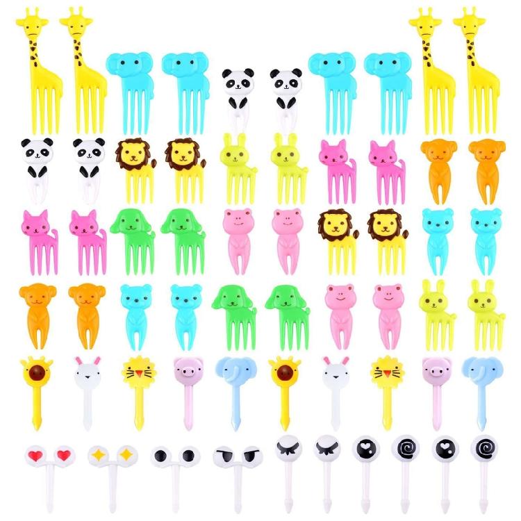 60 Pieces Mini Forks Cute Fruit Fork Cartoon Snack Cake Dessert Food Fruit Forks 1