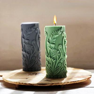 New Relief Tree Cane Cylindrical Silicone Candle Mold 3D Creative Geometric Column Aromatherapy Gypsum Soap Resin Process Mould