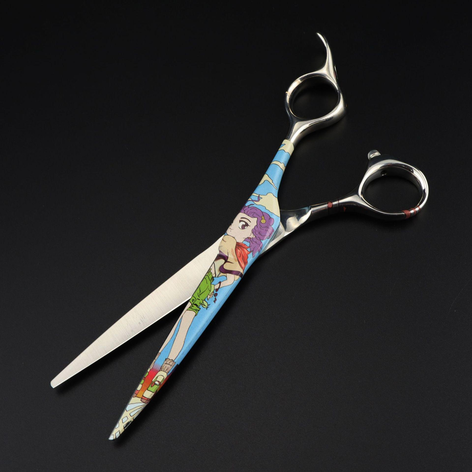 6.5-inch Napson Personalized Water Transfer Hairdressing Barber Flat Straight Scissors - Beautiful Girl Design
