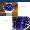YGB Mens Wristwatch Stainless Steel Mesh Belt Casual Luxury Quartz Watch Ultra-thin Simple Waterproof Fashion White