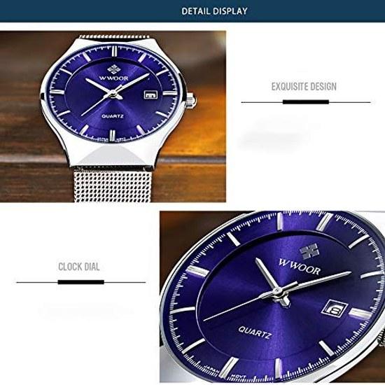 YGB Mens Wristwatch Stainless Steel Mesh Belt Casual Luxury Quartz Watch Ultra-thin Simple Waterproof Fashion White