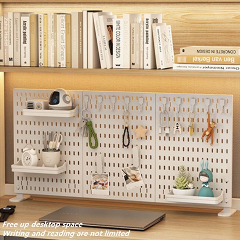 Punch-free Hole Board Vertical Desktop Wall Hanging Office Desk Storage Shelf Reading Room Desktop Kitchen Bathroom Storage Rack