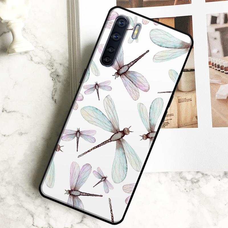 Luxury Dragonfly Case For Oppo A18 A38 A58 A78 A98 A40 A60 A80 A16 A76 A96 A15 A17 A77 A74 A94 A54 A57S Cover