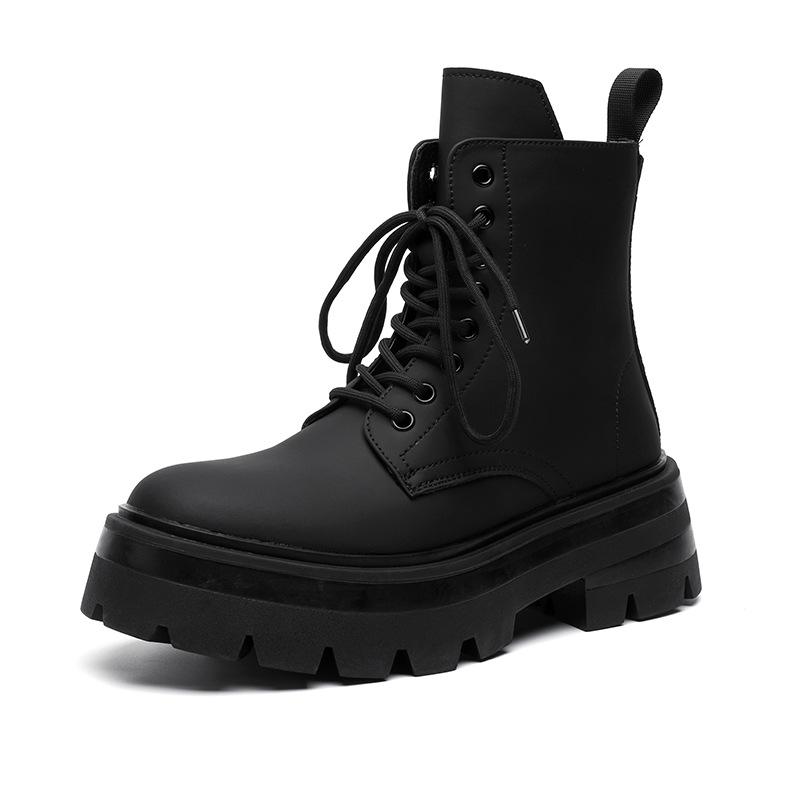 Martin boots men's thick-soled heightening leather shoes 2024 new leather boots medium-top derby boots 3320-R