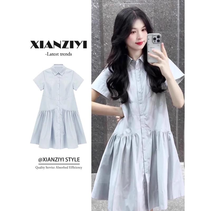 2026 Summer Maternity Short-Sleeve Dress: Loose, Slimming, College-Style Shirt L