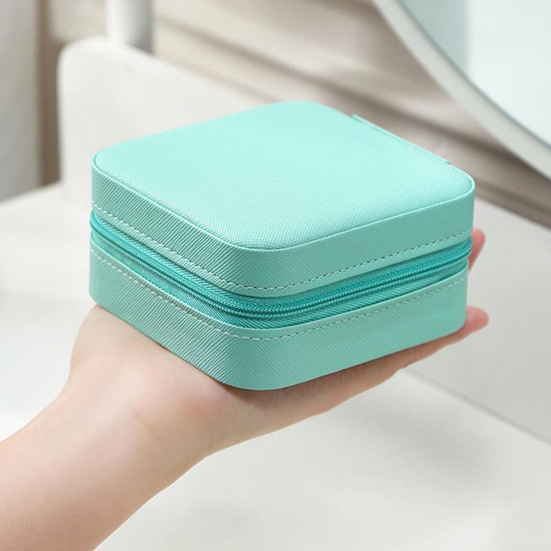Compact Travel Jewelry Box with Flip-Top for Ring and Earring Storage