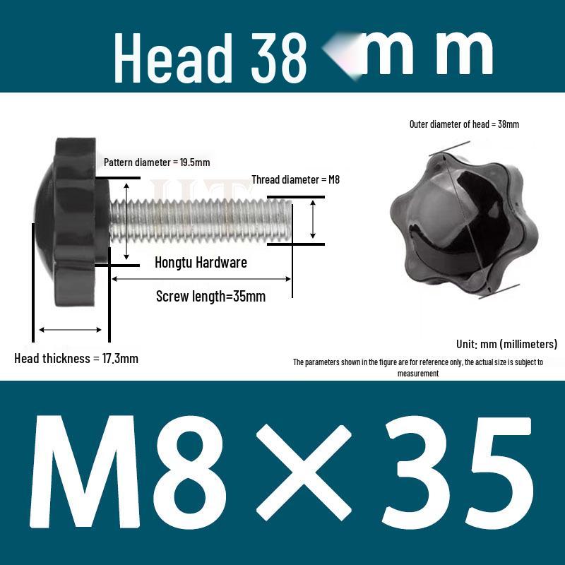 32-Head Rubber Six-Star Plum Blossom Handle Knob M5/M6/M8 Plastic Thumb Screw