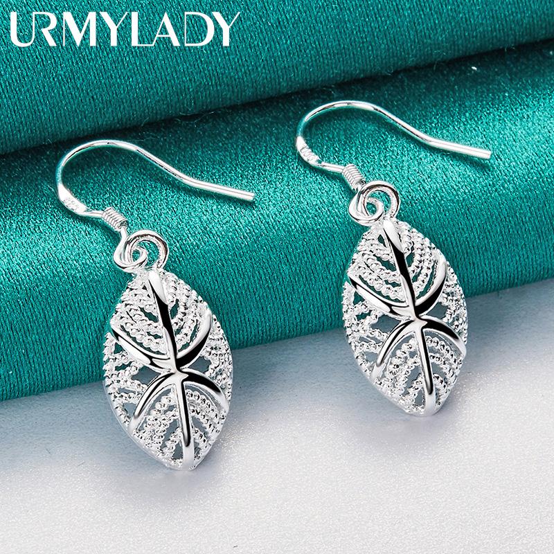 Blatt-Ohrringe aus 925er-Sterlingsilber für Damen, modischer Charm-Schmuck