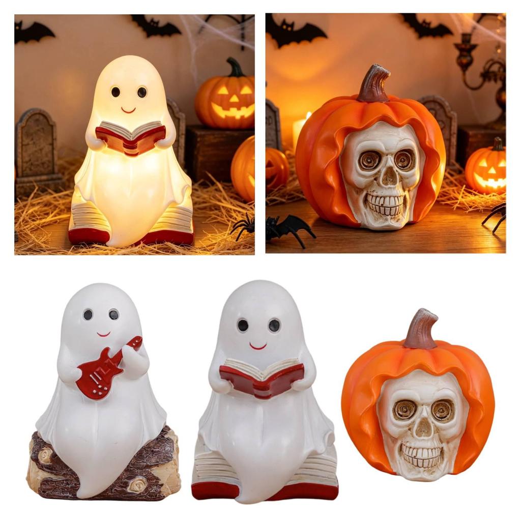Halloween Figurine Tabletop Centerpiece Night Light for Home Shelf Holiday