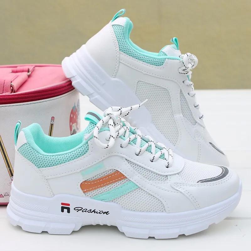 Женская дышащая сетчатая студенческая спортивная обувь Универсальная повседневная обувь 35 зелёный 1627₽