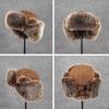 Men Trapper Hat Cap Ski Ushanka Cossack Faux Fur Suede Leather Winter Brown