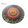 Bedroom Floor Mat Peacock Feathers Area Rug Round Feather Flower Non-Slip Living Room Decorative for Dining