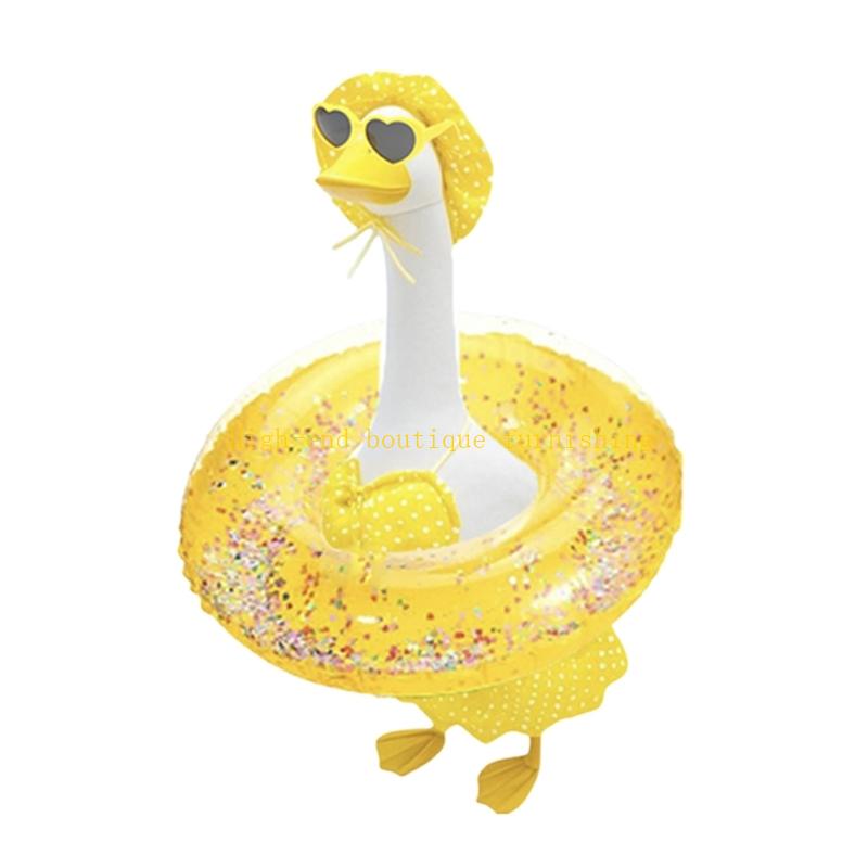  Summer Geese Statue Set Yellow Set of 5 Lawn Decors Weatherproof Outfit