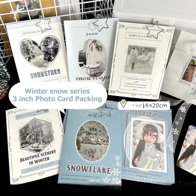 10 Stück INS Frische Winter Schnee Faltkarte Rückseite Koreanischer Kpop Idol 3-Zoll Fotokarte DIY Verpackung Feste Pappe Mädchen Niedliche Verpackung