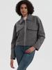 Women's European & American Style Grey Wool Coat with Turn-Down Collar, Large Pockets, for Autumn & Winter