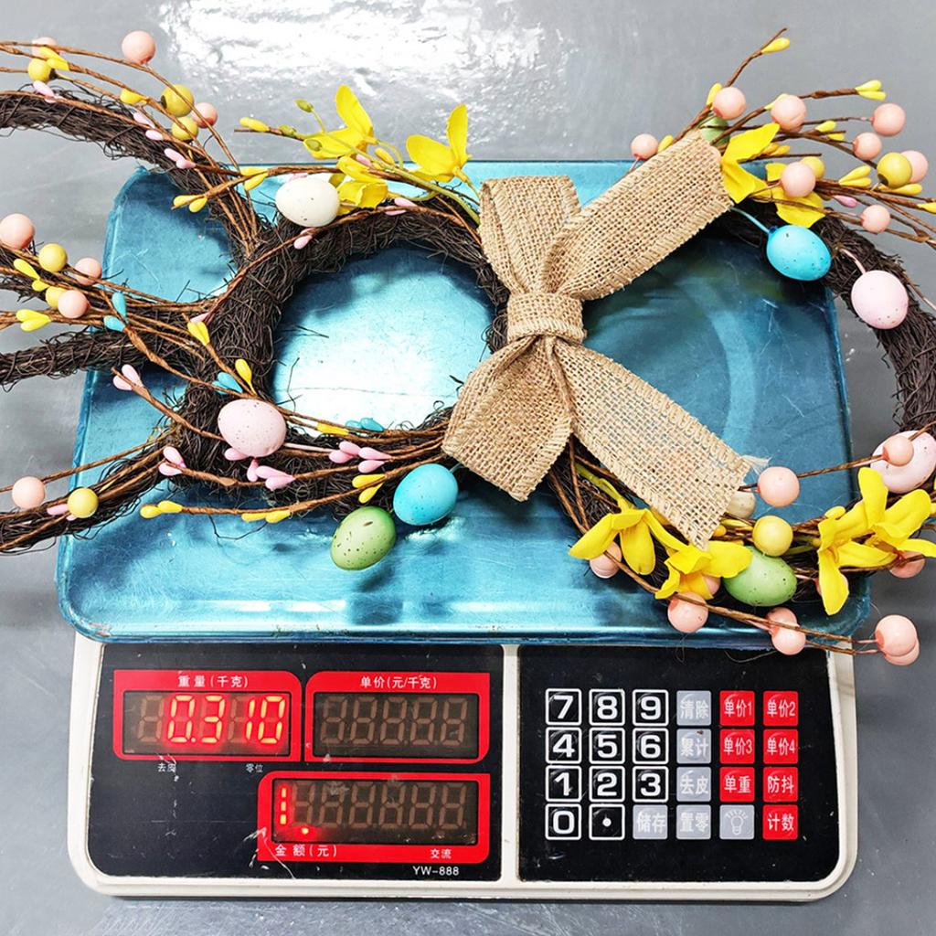 50*25cm Easter Bunny Wreath With Flowers, Bunny Shaped Pendant, Front Door Decoration