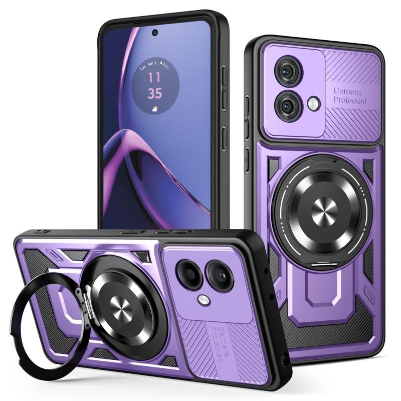Luxury Magsafe Magnetic Wireless Charging Armor Case For Motorola G84 Military Finger Ring Holder Protective Case